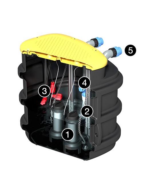Stazione  di sollevamento / 1000 corrugata / con 2 pompe 125 monofase