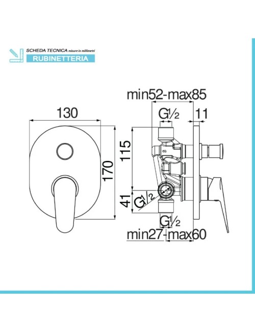 Blues mix doccia incasso con deviat. cromo nobili