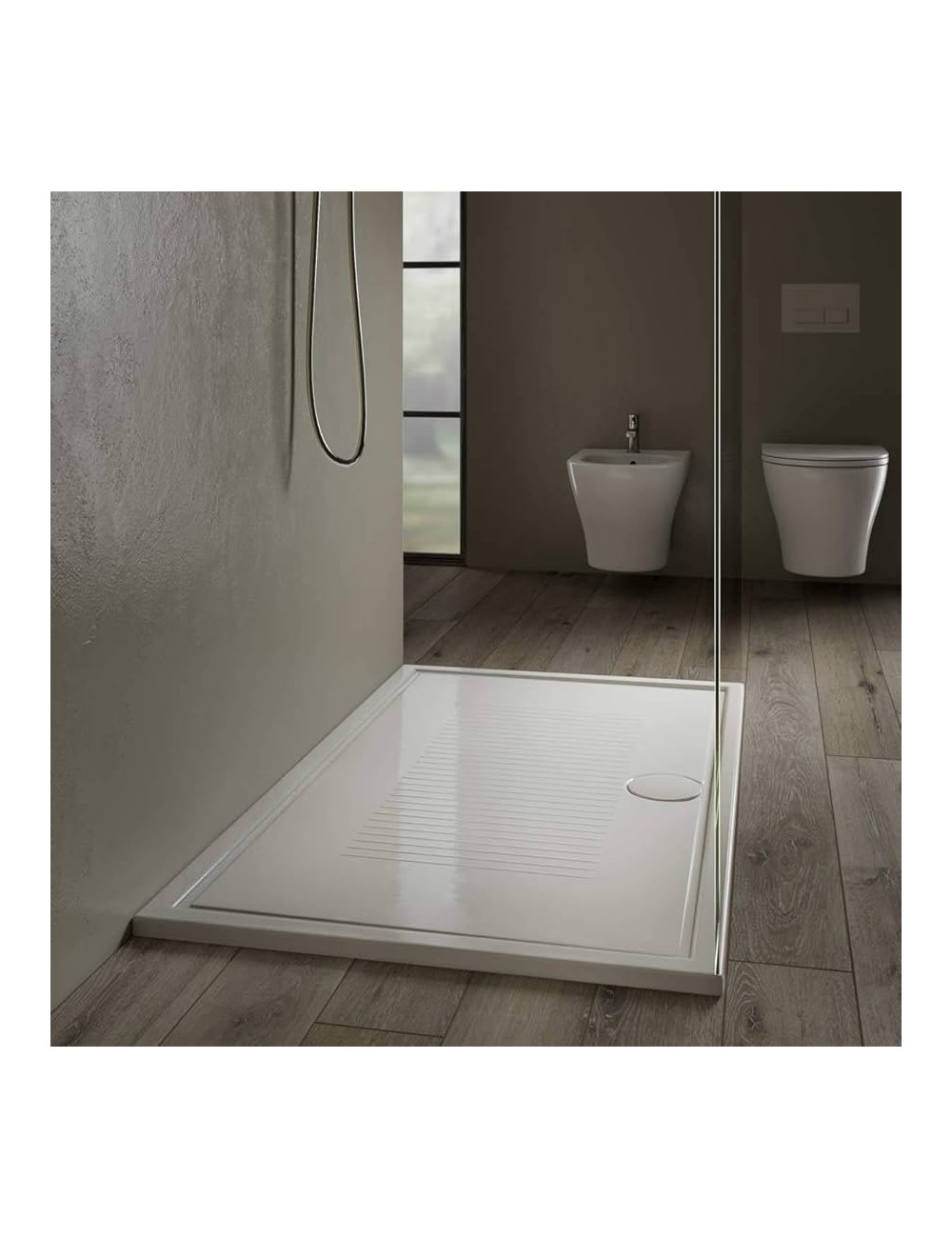 Piatto doccia 80x140x3(slim)lif h.3 hatria foro scarico tondo
