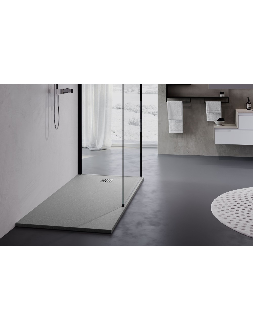 Piatto doccia 80x120x3 novamatt mineralsolid pietra grigio novellini