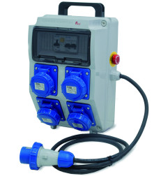 Quadro elettrico portatile 4prese 220v con pulsante emergenza