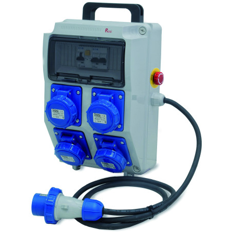 Quadro elettrico portatile 4prese 220v con pulsante emergenza