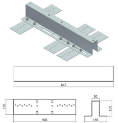Ancoraggio per lamiera  l.650mm passo250mm inox
